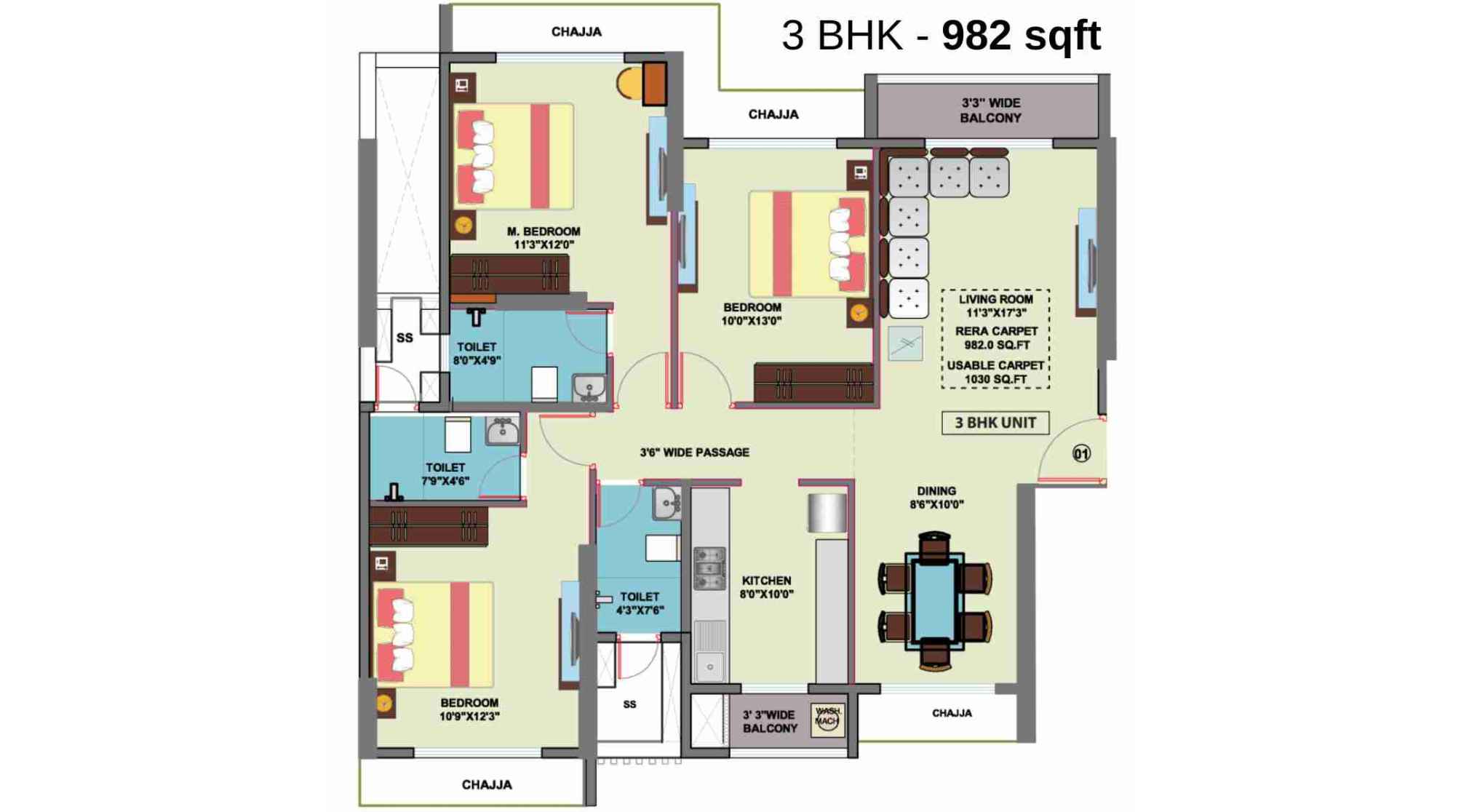 Larkins-315-Codename-Legend-Floor-Plan-3-BHK-982-sqft